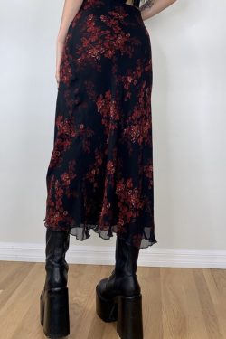 90s Grunge Y2K Aesthetic Vintage Midi Skirt Style