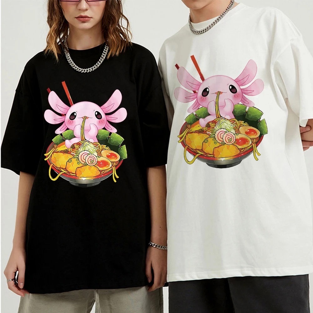 Axolotl Ramen T-Shirt - Anime Style Relax Fit - Couple Gift