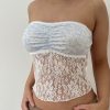 Baby Blue Lace Bandeau Top - Y2K Clothing Fashion | Shop Now