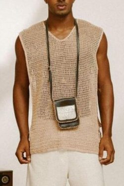 Beige See Through Tank Top - Breathable Mesh Bottoms - Y2K Fashion