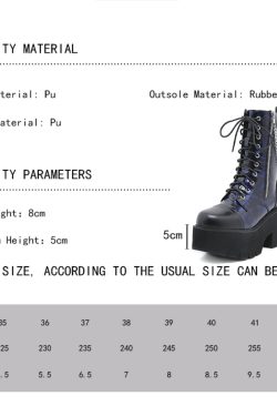 Black Ankle Boots with Thick Soles - Gothic Platform Punk Emo Rave