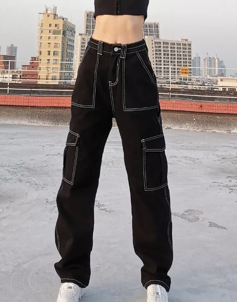 Black Baggy Jeans for Women - Y2K Streetwear Fashion