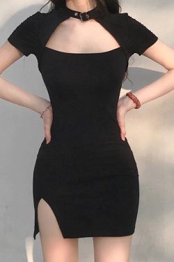 Black Bodycon Mini Dress - Harajuku Fashion - Summer 2022