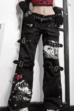 Black Cargo Pants for Women and Men - Harajuku Gothic Kawai Style