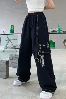 Black Cargo Pants for Women and Men - Harajuku Gothic Kawaii Style