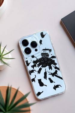 Black Cat Phone Case for iPhone 14 Pro Max - Aesthetic Grunge Design