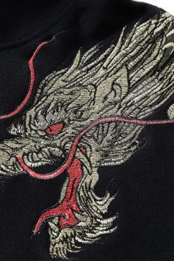 Black Dragon Embroidery Hoodie - Harajuku Style Hip Hop Sweatshirt