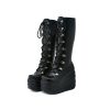 Black Emo Wedge High Heel Gothic Demoni Platform Boots