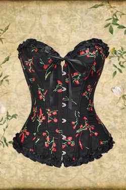 Black Floral Embroidered Corset - Y2K Fashion