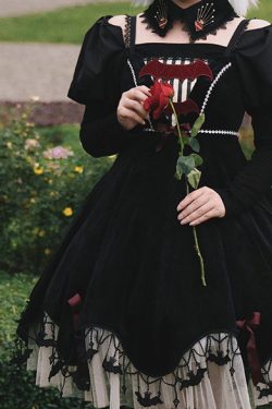 Black Gothic Lolita Dress - Women's Japanese Fashion Vintage JSK Dress