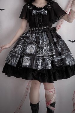 Black Gothic Lolita Dress Cosplay OP Summer Fashion Japanese Women