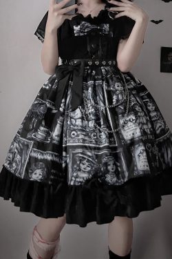 Black Gothic Lolita Dress Cosplay OP Summer Fashion Japanese Women
