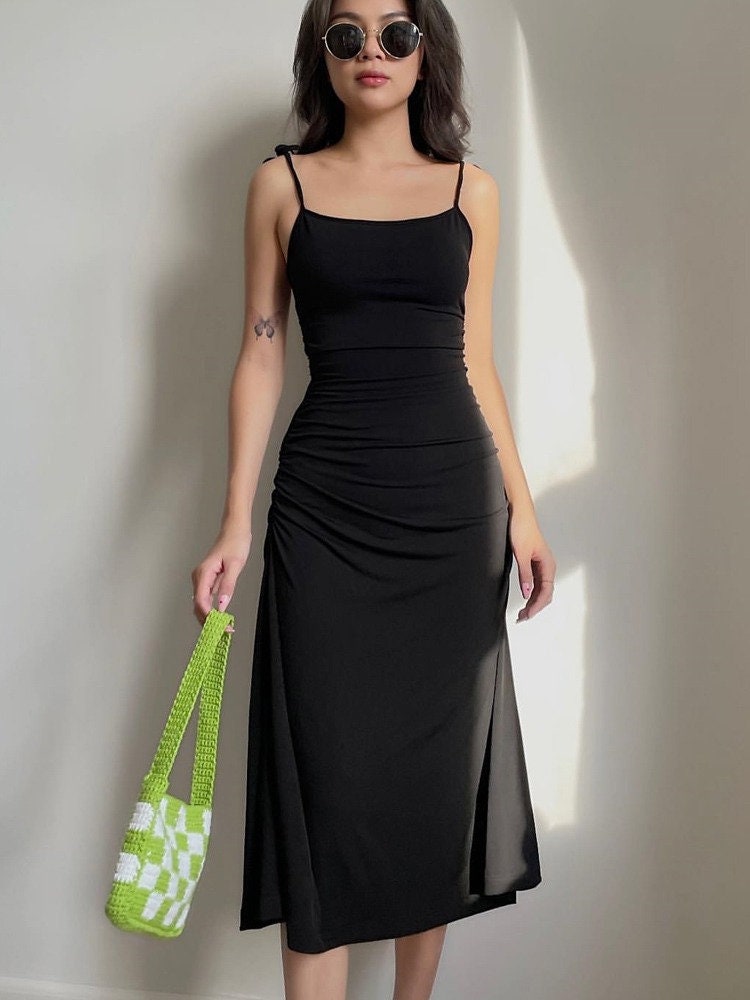 Black Off The Shoulder Bodycon Long Dress - Y2K Fashion