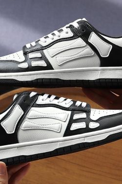 Black Platform Bone Sneakers - High Quality Vintage Unisex Shoes