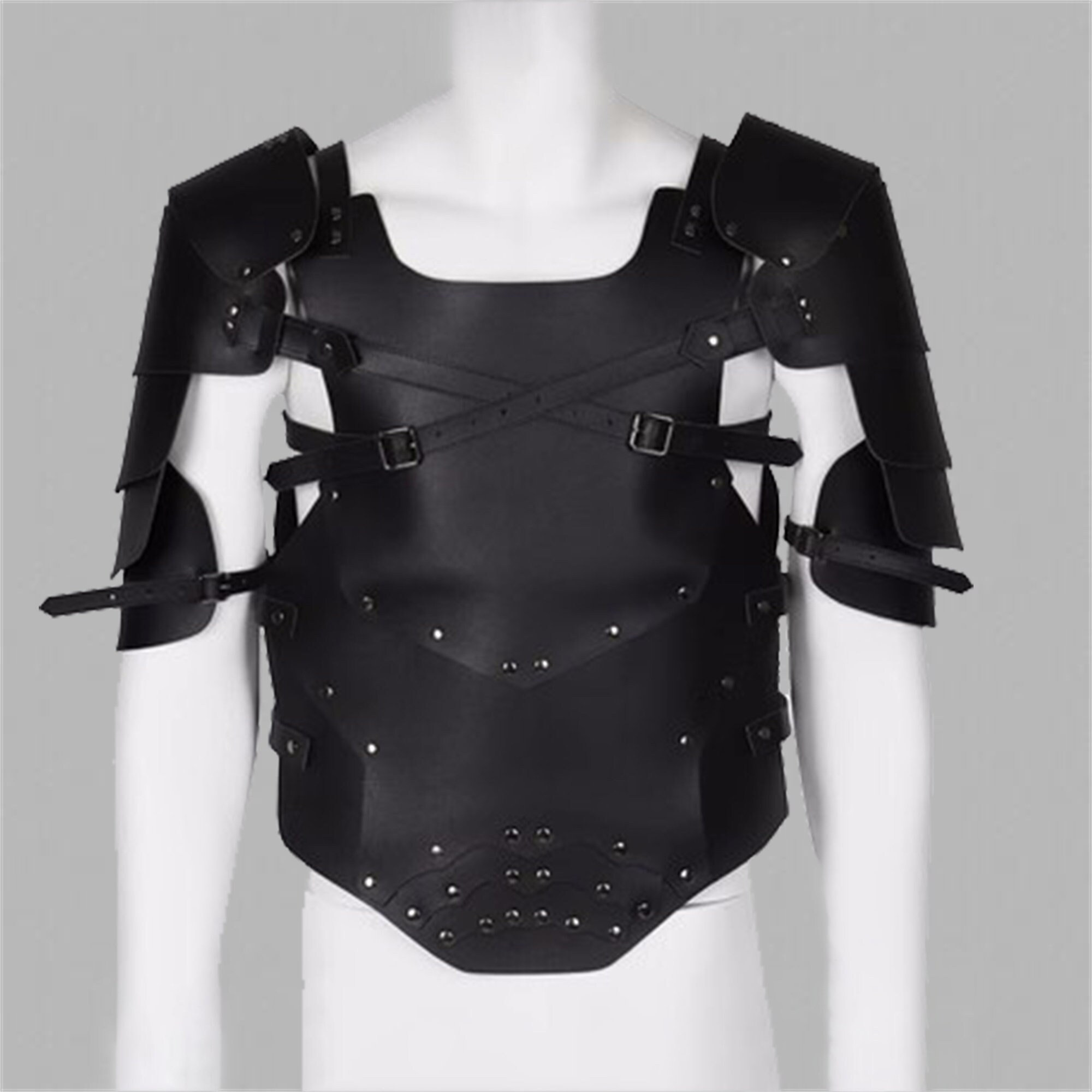 Black PU Leather Breastplate and Pauldrons