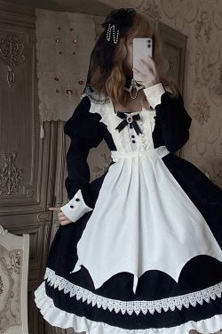 Black Vintage French Maid Dress for Cosplay and Parties
