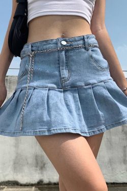Blue Denim High Waisted Mini Skirt - Y2K Streetwear