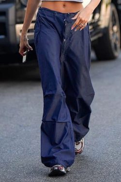 Blue Drawstring Joggers - Women's Streetwear Sweatpants