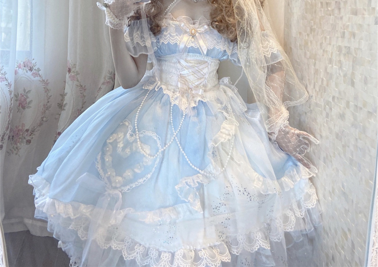 Blue Fairy Summer White Cosplay Cute Princess Sweet JSK Dress