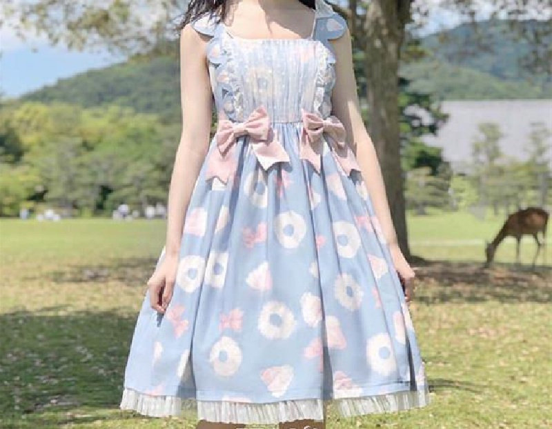 Blue Lolita Dress Fairy Sleeveless Sweet Fashion Costume Cosplay