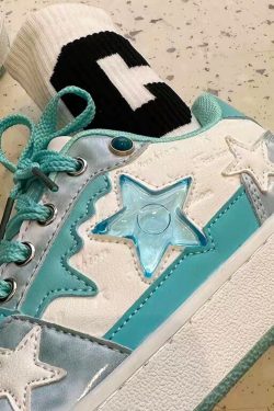 Blue Star Y2K Sneakers - Harajuku Kawaii Platform Shoes