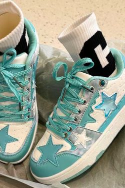 Blue Star Y2K Sneakers - Harajuku Kawaii Platform Shoes