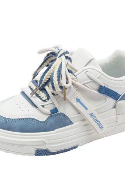 Blue White Kawaii Platform Sneakers - Women's Sports Shoes