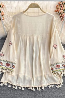 Bohemian Embroidered Tassel Chiffon Cardigan - Women's Summer Shirt