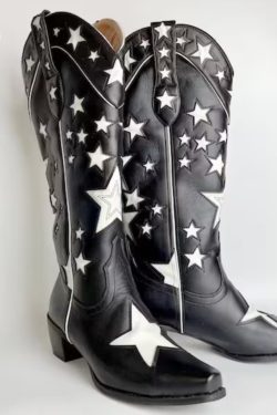 Brown Star Cowboy Boots Star Thigh High Boots With Stars Patriotic Boots