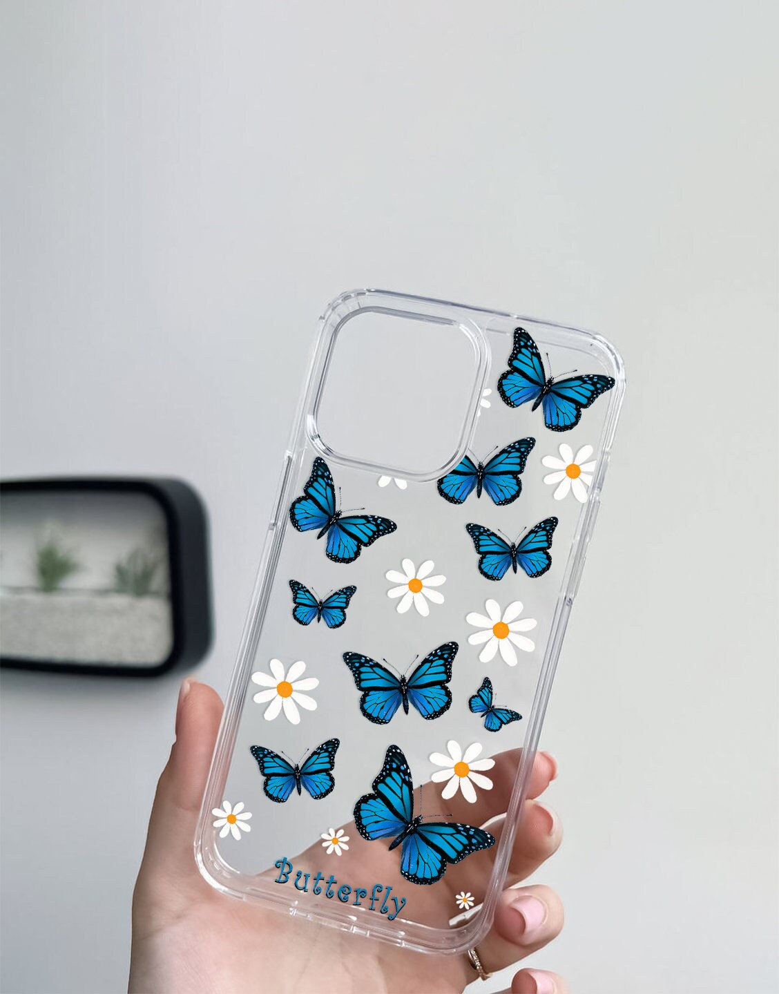 Butterfly Daisy Clear Phone Case for iPhone 14 Pro Max - Y2K Fashion