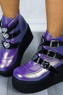 Chunky Lace-Up Ankle Boots - Y2K Gothic Lolita Fashion