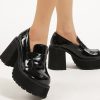 Chunky Lace Up Shoes for Women - Black Oxford Heels in Size 8.5