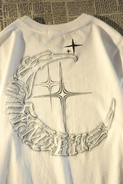 Crescent Moon OverSize Vintage T-Shirt - Retro Aesthetic