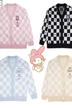 Cute Anime Cardigan - Kawaii Japanese Knitted Embroidered Sweater