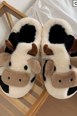 Cute Cow Slippers - Fluffy Animal House Slippers