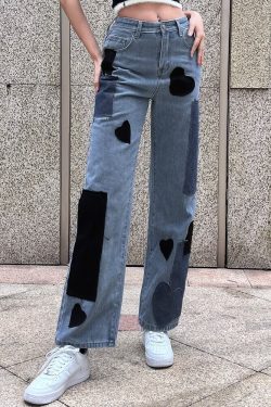 Cute High Waisted Blue Denim Pants - Y2K Streetwear