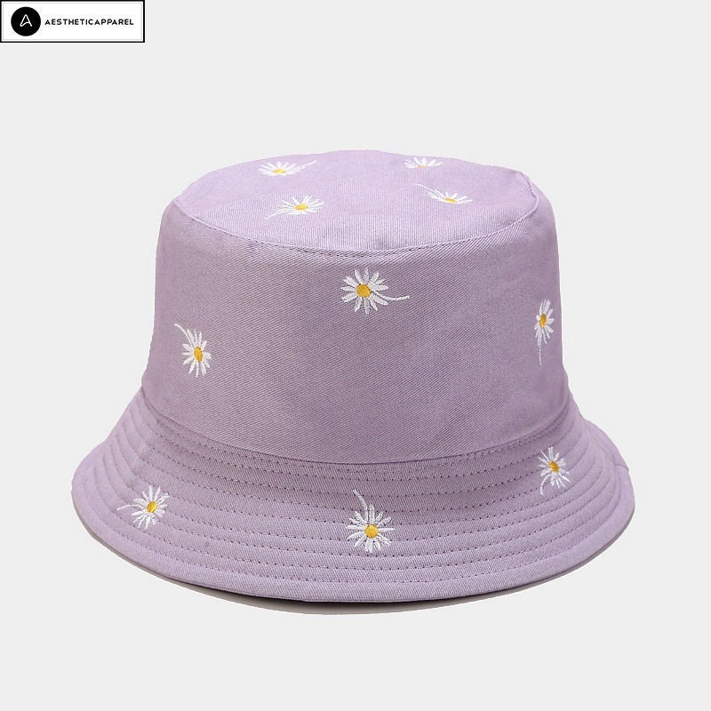 Daisy Embroidered Y2K Bucket Hat for Spring Summer Beach Fashion