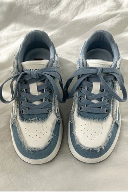 Denim Blue Platform Sneakers for Women and Men - Y2K Fashion