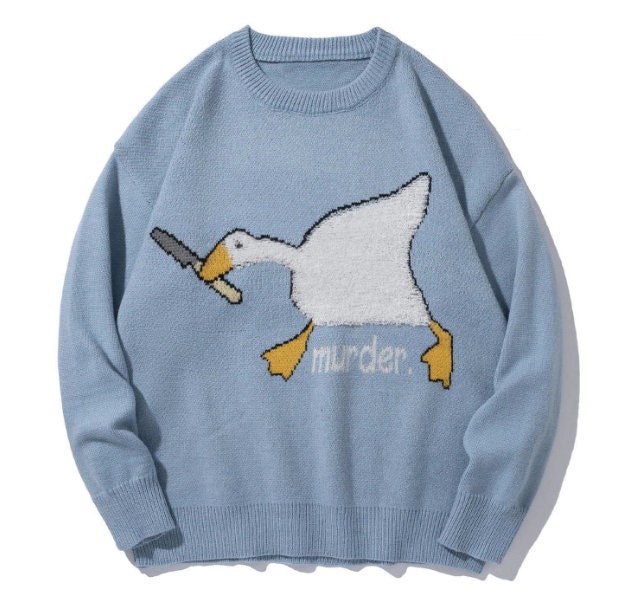 Duck Pattern Knitted Sweater Moody Goose Sweater Harajuku Pullover