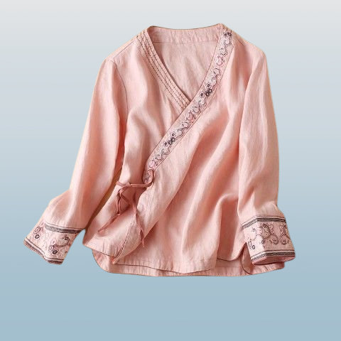 Embroidered Women's Asymmetrical Tunic Blouse