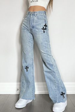 Flared Denim with Crosses