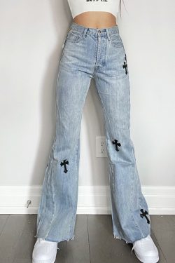 Flared Denim with Crosses