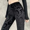 Floral Gothic High Waist Flare Pants - Y2K Fashion