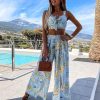 Floral Print Camisole and Wide-Leg Trousers Suit