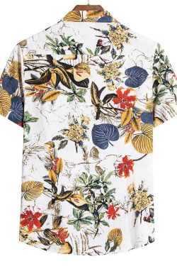 Floral Print Cotton Men's Shirt & Short Set - Y2K Vacation Beachwear