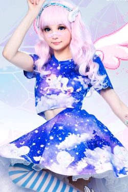 Galaxy Unicorn Crop Top and Long Skirt - Cute Kawaii Fashion