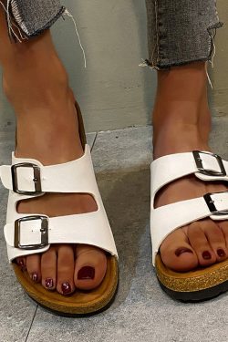 Genuine Leather Flat Heel Slippers - Women's Fashion Sandals