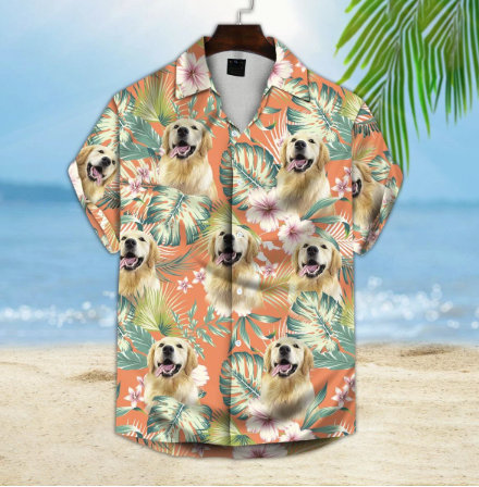 Golden Retriever Print 3D Hawaii Beach Shirt for Men
