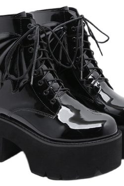 Goth Ankle Boots - High Heels Patent Leather Platform