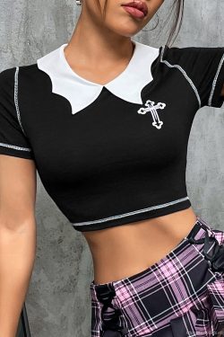 Gothic Aesthetic Crop Tops for Grunge Punk Style - Y2K Clothing